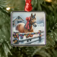 Beautiful Festive Horse Christmas Metal Ornament