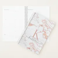 Luxury Chic Rose Gold Foil | Marble Monogram Planner