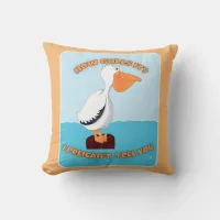 How Gulls It Pelican Cartoon Art Fun Throw Pillow