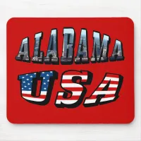 Alabama Picture and USA Flag Font Mouse Pad