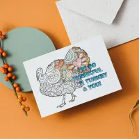 Personalize this Coloring Thanksgiving Turkey Postcard