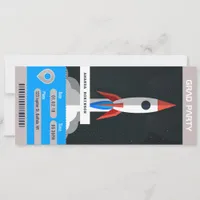 Space Graduation Party Travel Ticket Invitation