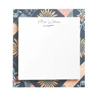 Floral Geometric Pattern Personalized Teacher Gift Notepad