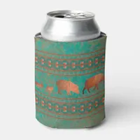 Southwest Fun Javelina Family Copper Teal Can Cooler