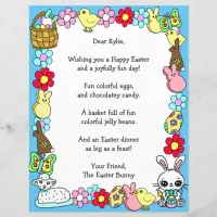 Whimsical Easter Bunny and Poem Kid's Letter Game