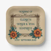 Elegant Vintage Floral Wedding Paper Plates