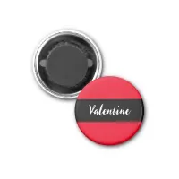 Valentine Red Black Valentine's Day Elegant Script Magnet