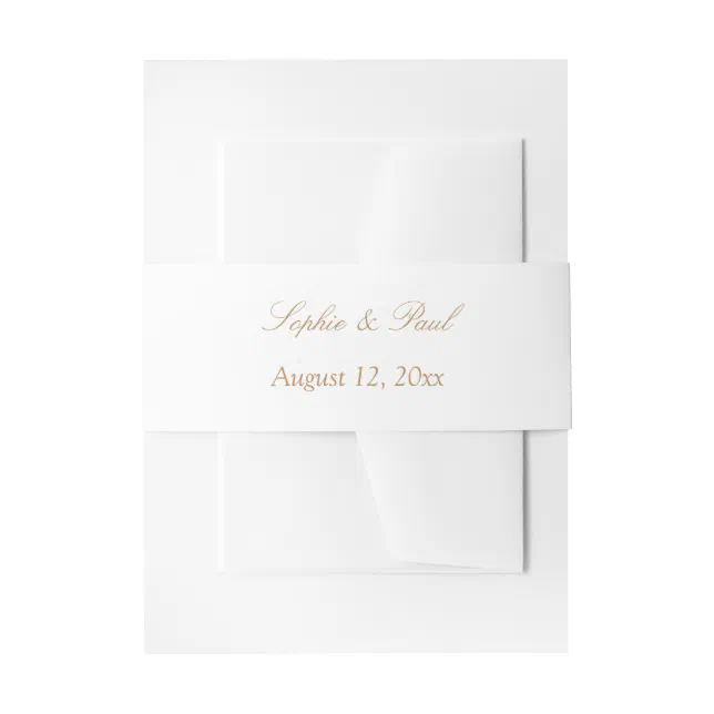 Elegant Beige White Wedding Invitation Belly Band