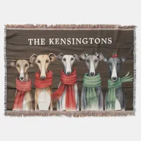 Funny Greyhound Dogs in Scarves Throw Blanket