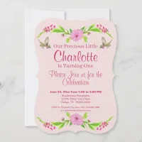 Pink and Green Nostalgic Floral Flat Card