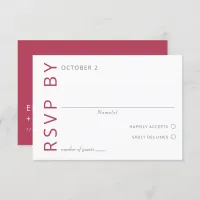 Magenta  Elegant Modern Minimalist Wedding RSVP Card