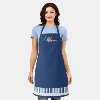 Monogram Piano Keys Musical Keyboard Music Blue Apron