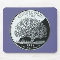 Faux Connecticut State Quarter Charter Oak Tree Mouse Pad