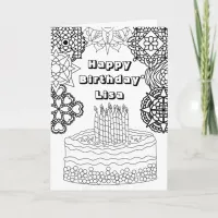 Happy Birthday Adult Coloring  Card