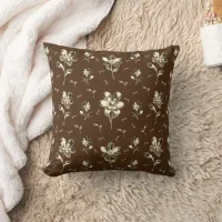 Floral Brown And Gold Flower Pattern Double Sided Throw Pillow