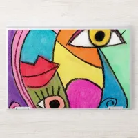 Bold Abstract Face Colorful Cubism Red Purple Blue HP Laptop Skin