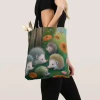 Whimsical Hedgehog Family Picnicking in the Garden Tote Bag