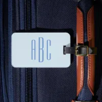 Modern Three Letter Monogram Light Blue Luggage Tag