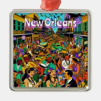 New Orleans, Louisiana People Having Fun Metal Ornament