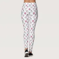 Pink Snowmen Pattern | White Christmas Leggings