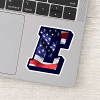 Monogram E American Flag Letter E Initial USA Sticker