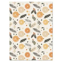 Citrus, Holly and Pine Needles Cozy Christmas Tissue Paper