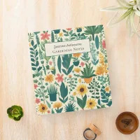 Gardening Notes Floral Garden Plants Gardener's 3 Ring Binder