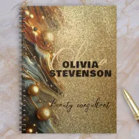 Fancy Luxury Glam Gold Glittery Marble Notebook