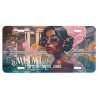 Tamil Woman Miami Resort Pool Painting License Plate