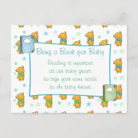 Bring  a Book for Baby Blue boy's Baby Shower Postcard