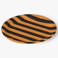 Thick Bold Orange and Black Stripes Paper Plates