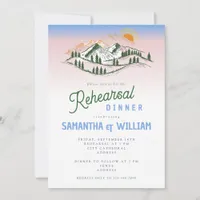 Mountain Landscape Rustic Green Rehearsal Dinner Invitation