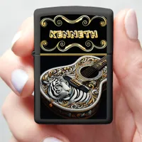 Personalized Tiger and Guitar Artwork Zippo Lighter