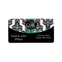 Monogram aqua ,return address label