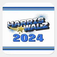 Harris & Walz Gold Star Square Sticker