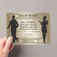 Roaring 20s art deco flapper girl and gangster acrylic invitations