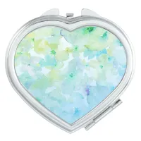 *~* Heart Blue Green Chic Popular Watercolor Compact Mirror