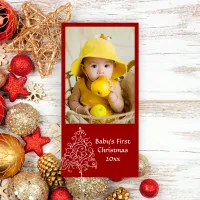 Baby's First Christmas Red Holiday Card