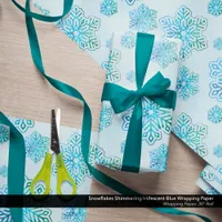 Snowflakes Shimmering Iridescent Blue Wrapping Paper