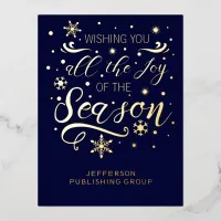 Navy Gold Modern Business Holiday Foil Card