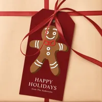 Gingerbread Man Red Christmas Gift Tags