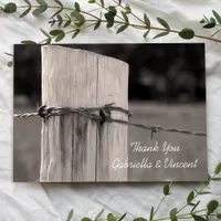 Rural Fence Post Country Wedding Thank You Note