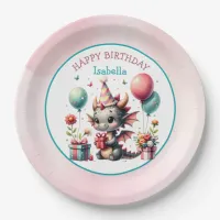 Girl's Dragon Themed Birthday Party Paper Plates