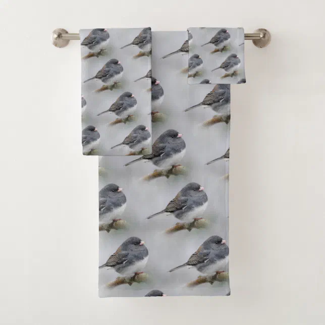 Slate-Colored Dark-Eyed Junco on the Pear Tree Bath Towel Set