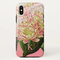 Modern Vintage Botanical Floral Monogram iPhone XS Case