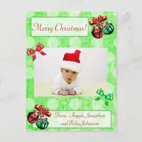 Polka Dot  Christmas Family Photo Postcard