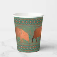 Southwest Fun Javelina Family Copper Teal Paper Cups