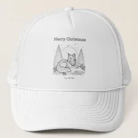 Christmas Fox Line Art Wildlife Landscape Trucker Hat