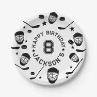 Hockey black and White Themed Kids Birthday Party Paper Plates