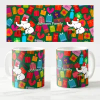 Custom Name White Elephant Christmas Gift Pattern Coffee Mug